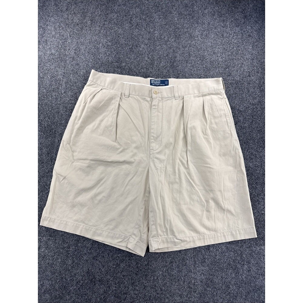Polo Ralph Lauren Tyler Shorts Mens 38 Khaki Pleated Chino Cotton Pony Logo